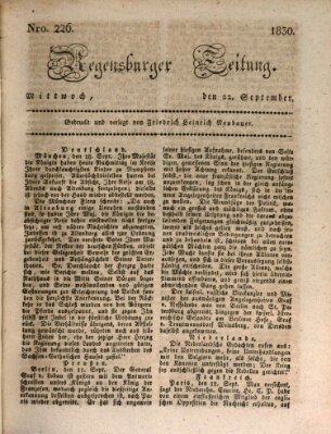 Regensburger Zeitung Mittwoch 22. September 1830