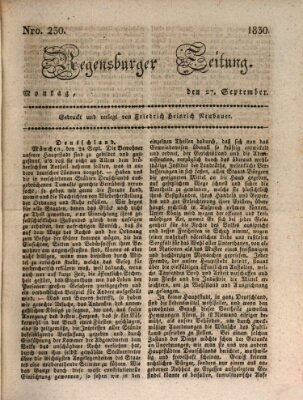 Regensburger Zeitung Montag 27. September 1830
