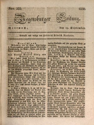 Regensburger Zeitung Mittwoch 29. September 1830