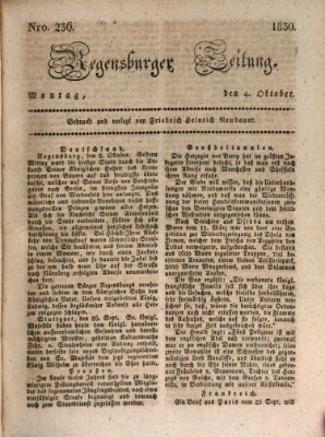 Regensburger Zeitung Montag 4. Oktober 1830