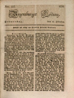 Regensburger Zeitung Donnerstag 28. Oktober 1830