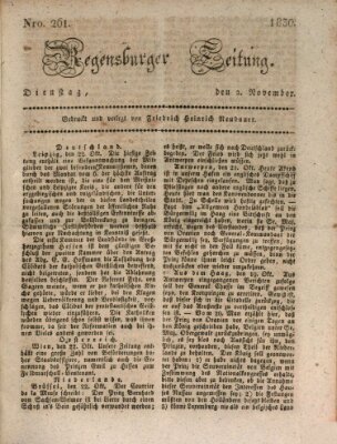 Regensburger Zeitung Dienstag 2. November 1830