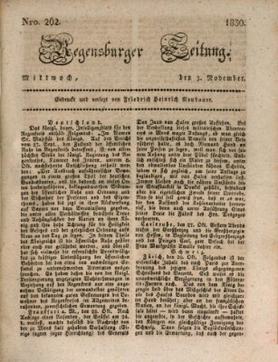 Regensburger Zeitung Mittwoch 3. November 1830