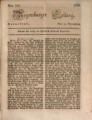 Regensburger Zeitung Samstag 13. November 1830