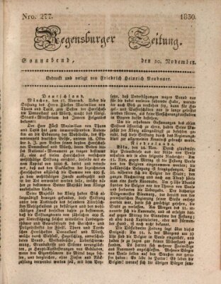 Regensburger Zeitung Samstag 20. November 1830