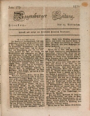 Regensburger Zeitung Dienstag 23. November 1830