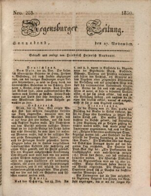 Regensburger Zeitung Samstag 27. November 1830