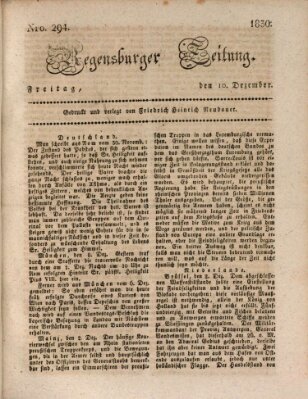 Regensburger Zeitung Freitag 10. Dezember 1830