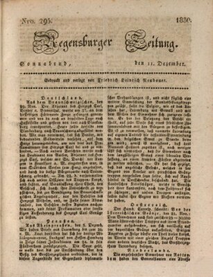 Regensburger Zeitung Samstag 11. Dezember 1830