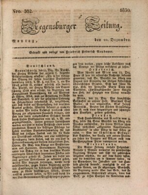 Regensburger Zeitung Montag 20. Dezember 1830