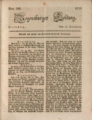 Regensburger Zeitung Dienstag 28. Dezember 1830