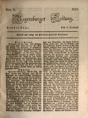 Regensburger Zeitung Donnerstag 6. Januar 1831