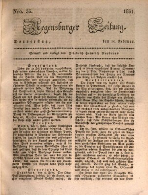 Regensburger Zeitung Donnerstag 10. Februar 1831