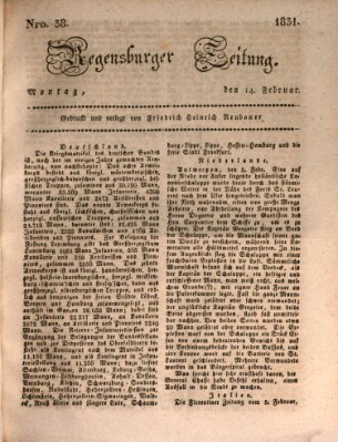 Regensburger Zeitung Montag 14. Februar 1831