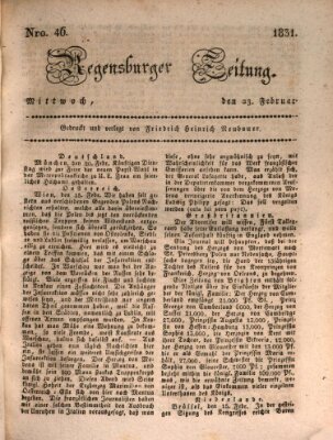 Regensburger Zeitung Mittwoch 23. Februar 1831