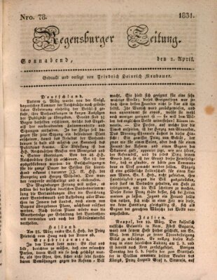 Regensburger Zeitung Samstag 2. April 1831