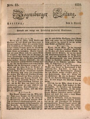 Regensburger Zeitung Freitag 8. April 1831