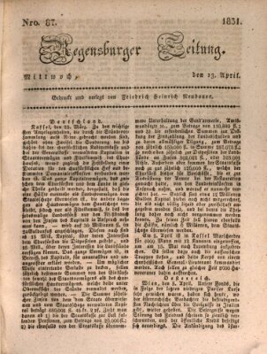 Regensburger Zeitung Mittwoch 13. April 1831