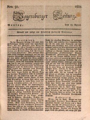 Regensburger Zeitung Montag 18. April 1831