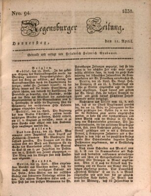 Regensburger Zeitung Donnerstag 21. April 1831