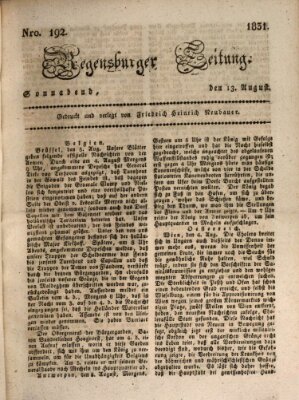 Regensburger Zeitung Samstag 13. August 1831