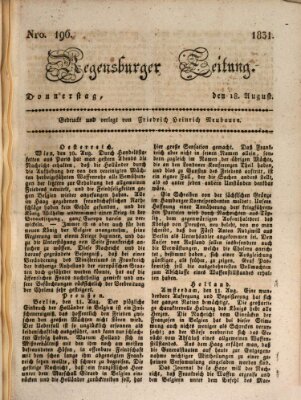 Regensburger Zeitung Donnerstag 18. August 1831