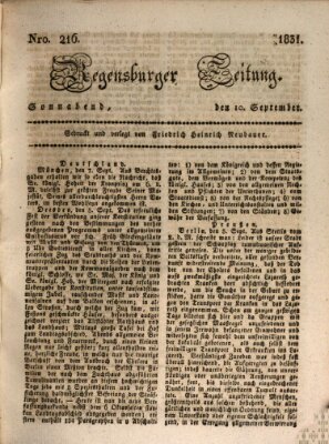 Regensburger Zeitung Samstag 10. September 1831