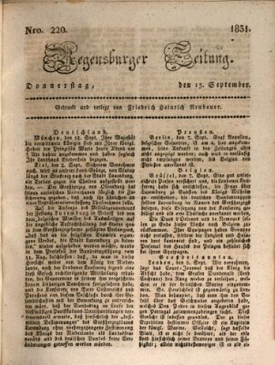 Regensburger Zeitung Donnerstag 15. September 1831