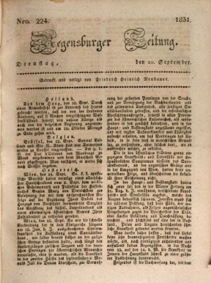 Regensburger Zeitung Dienstag 20. September 1831