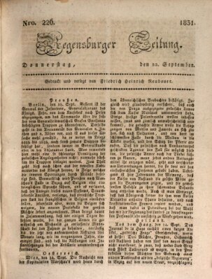 Regensburger Zeitung Donnerstag 22. September 1831