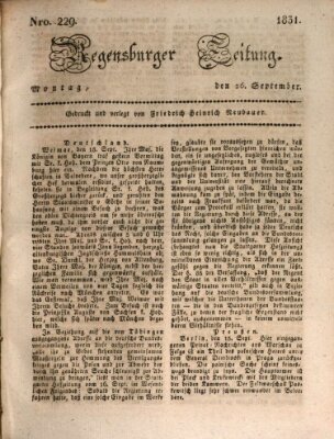 Regensburger Zeitung Montag 26. September 1831