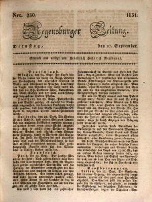 Regensburger Zeitung Dienstag 27. September 1831