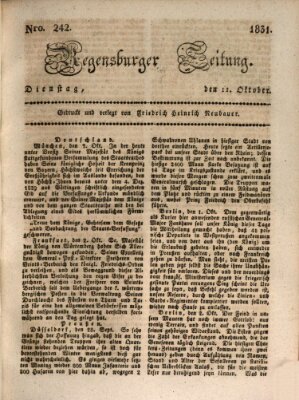 Regensburger Zeitung Dienstag 11. Oktober 1831