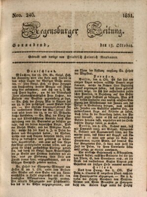 Regensburger Zeitung Samstag 15. Oktober 1831