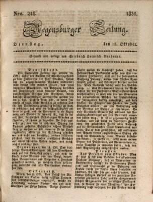 Regensburger Zeitung Dienstag 18. Oktober 1831