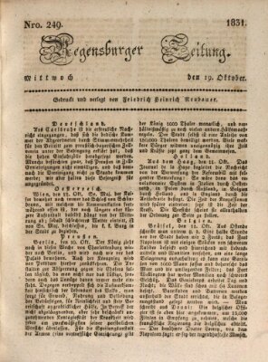 Regensburger Zeitung Mittwoch 19. Oktober 1831