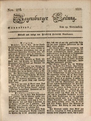 Regensburger Zeitung Samstag 19. November 1831