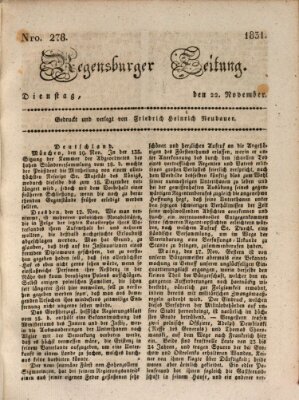 Regensburger Zeitung Dienstag 22. November 1831