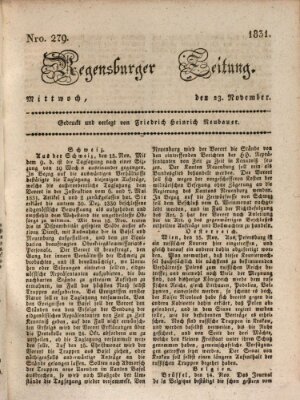 Regensburger Zeitung Mittwoch 23. November 1831