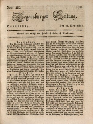 Regensburger Zeitung Donnerstag 24. November 1831