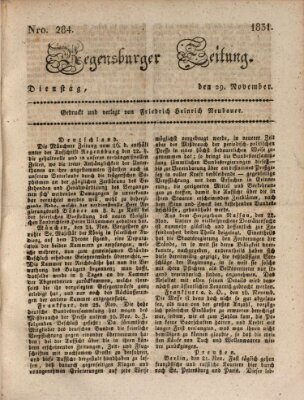 Regensburger Zeitung Dienstag 29. November 1831