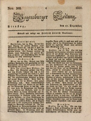 Regensburger Zeitung Dienstag 27. Dezember 1831