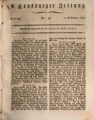 Regensburger Zeitung Freitag 17. Februar 1832