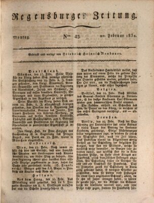 Regensburger Zeitung Montag 20. Februar 1832