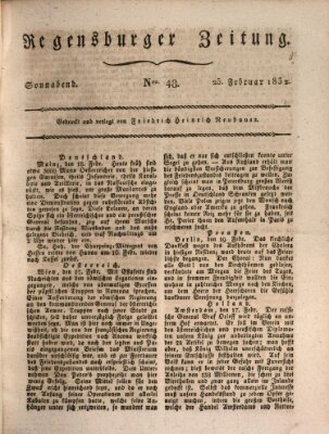 Regensburger Zeitung Samstag 25. Februar 1832