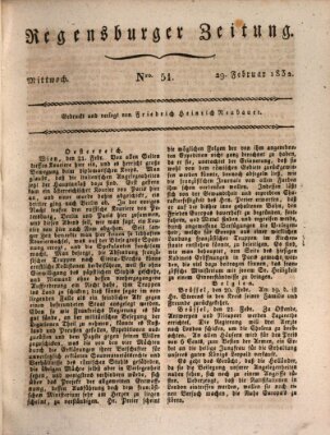 Regensburger Zeitung Mittwoch 29. Februar 1832