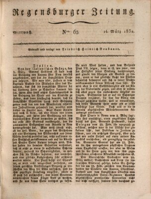 Regensburger Zeitung Mittwoch 14. März 1832