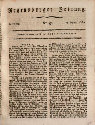 Regensburger Zeitung Dienstag 17. April 1832