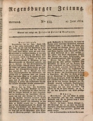 Regensburger Zeitung Mittwoch 27. Juni 1832