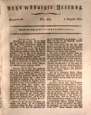 Regensburger Zeitung Samstag 4. August 1832